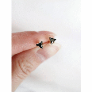 tiny crystal triangle earrings | black Nose pin