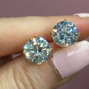 Small Stone  Round Cut Lab Created  Gold Plated Silver