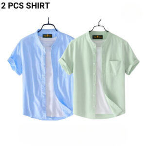 Fashionable casual  Half Sleeve shirt for men ( Sky + MInt)