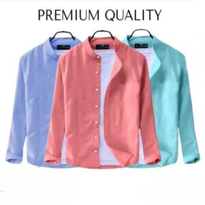 3 pcs Combo Men's Ban Collar Cotton Shirt-
