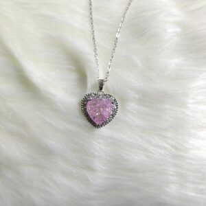 Colorful Pink Heart Pendant Titanium Steel Necklace Female Korean Version