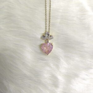 Colorful Heart Shape Pendant Gold Plated Necklace for Female
