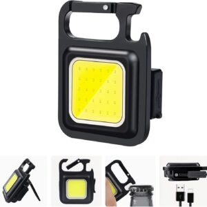 Multi-functional Outdoor Keychain Light with 800Lm COB and 3 Lighting Modes, for Camping, Hiking and Emergencies